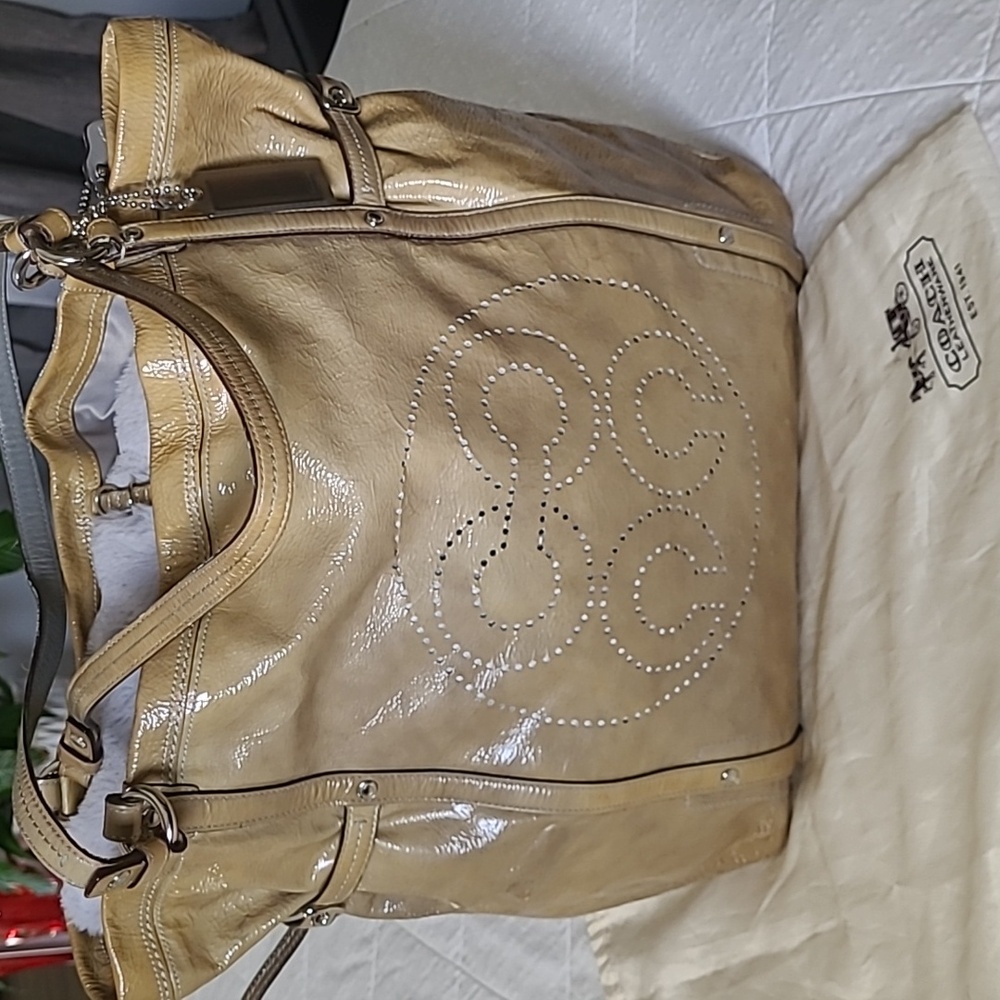 Coach Audrey Grey Patent Leather Tote